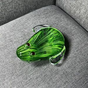 Vintage Murano Art Glass Green Frog Paperweight